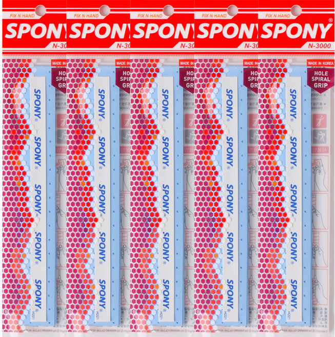 스포니 소프트핏 홀스파이럴 배드민턴 그립 N-3000, 스카이, 5개