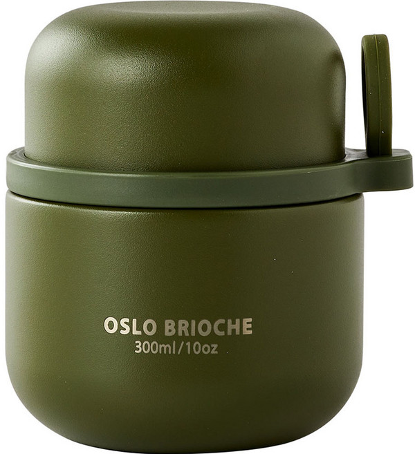 오슬로 브리오슈 스테인리스 스틸 316 보온 도시락 푸드자, 딥그린, 300ml, 1개