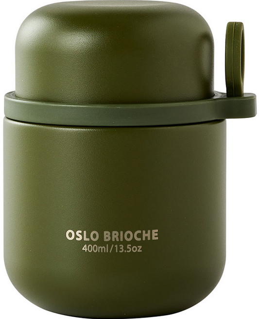 오슬로 브리오슈 스테인리스 스틸 316 보온 도시락 푸드자, 딥그린, 400ml, 1개