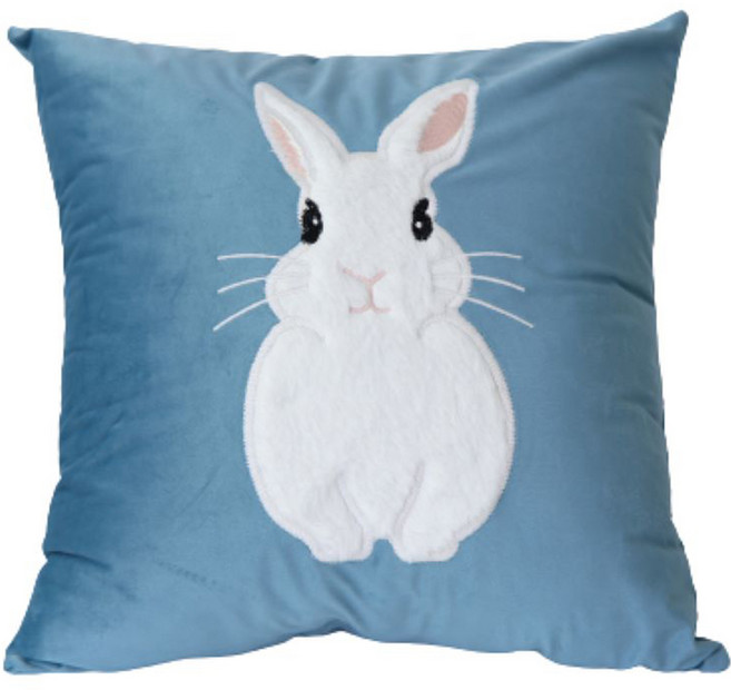 해피툴 부드러운 벨벳 토끼 쿠션 커버 솜포함, 민트