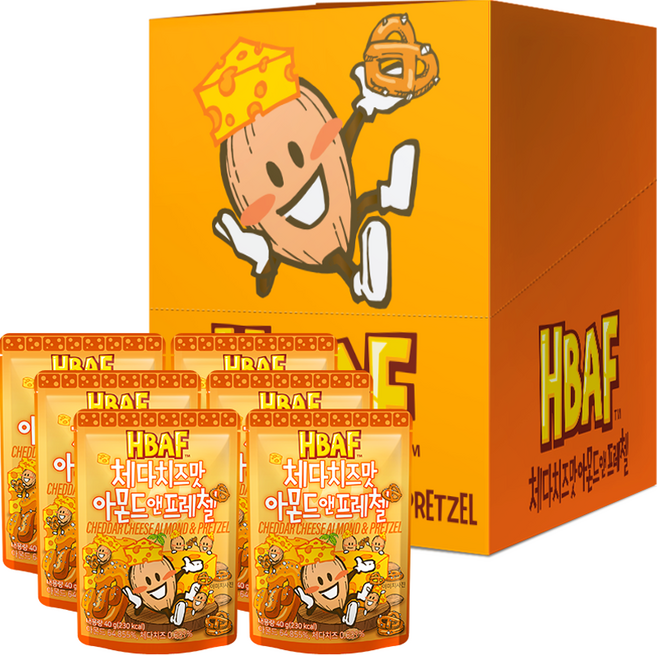 HBAF 杏仁果與蝴蝶餅 切達起司口味, 40g, 6包