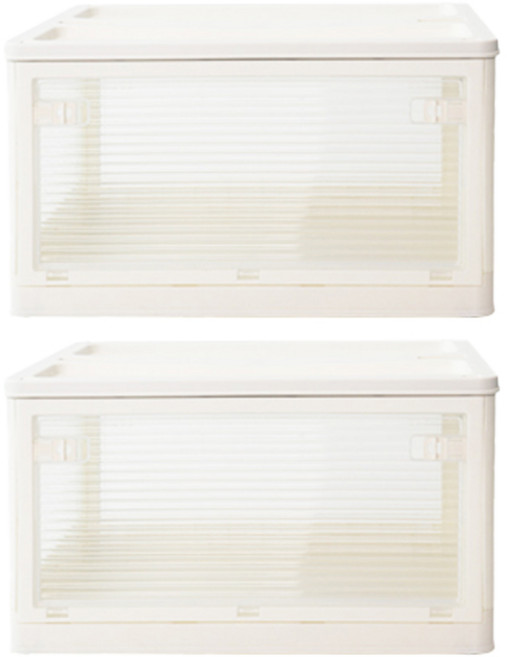 팬물산 이지수납 개방형 폴딩 리빙박스 84L, 아이보리, 2개