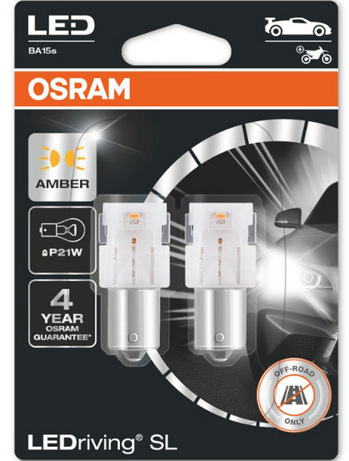 OSRAM 歐司朗 高級 LED 燈泡 2P, 黃色, 1個, P21W
