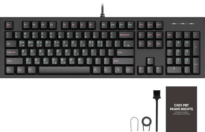 COX CK01 PBT 마이애미 나이트 에디션 게이밍 기계식 유선 일반형 키보드, Turquoise & Magenta, CK01 PBT MIAMI NIGHTS, 갈축