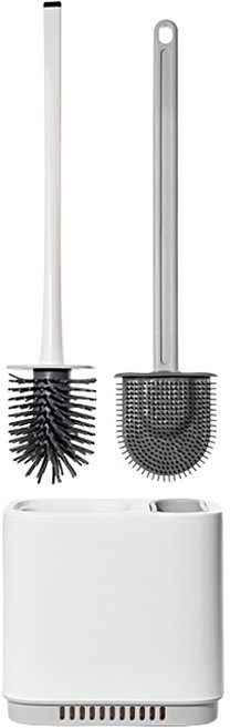 생활공식 벽걸이 변기솔 청소솔 2중 브러쉬 세트, 그레이 + 화이트, 1개