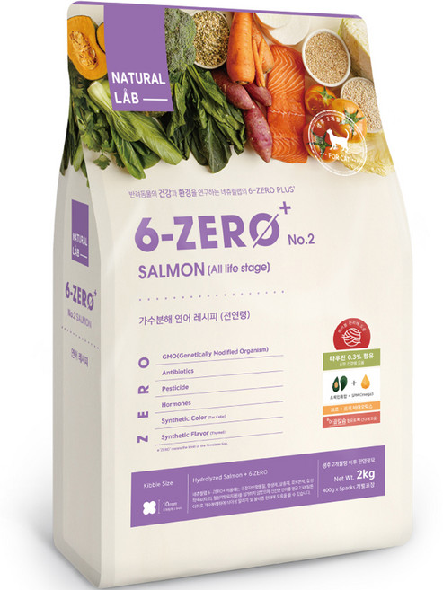 네츄럴랩 전연령 6 ZERO PLUS CAT 2 건식사료, 가수분해 연어, 2kg, 1개