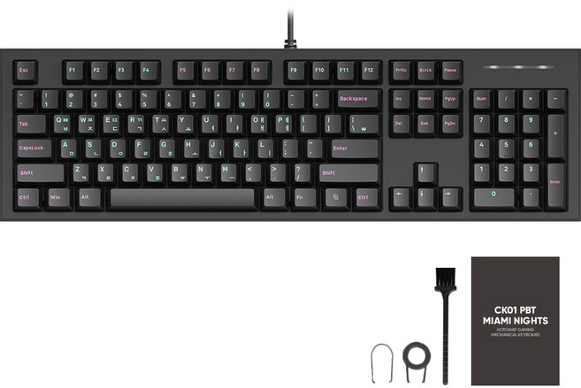 COX CK01 PBT 마이애미 나이트 에디션 게이밍 기계식 유선 일반형 키보드, Turquoise & Magenta, CK01 PBT MIAMI NIGHTS, 적축