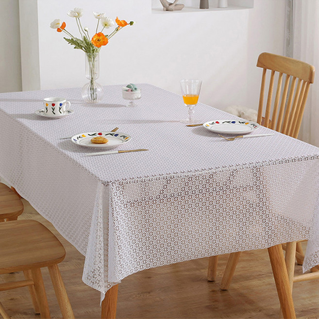 라이프크런치 레이스 식탁보 인테리어 식탁커버, 마름모 화이트, 100 x 100 cm