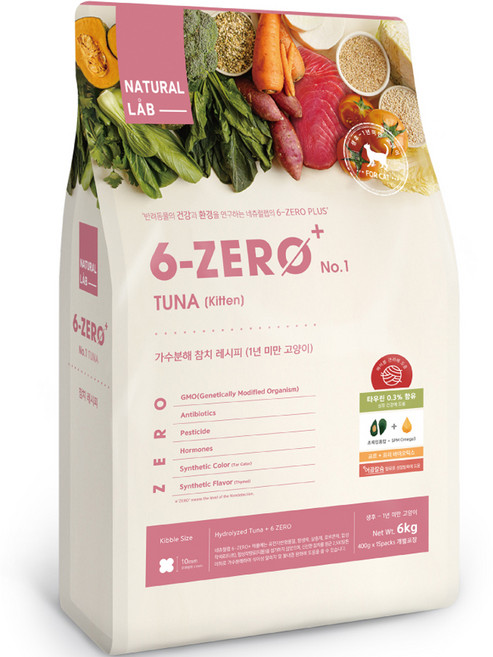 네츄럴랩 키튼 6 ZERO PLUS CAT 1 건식사료, 참치, 6kg, 1개
