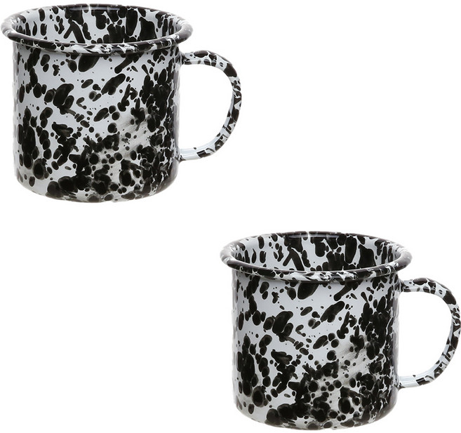 하코야 스플래쉬 에나멜 머그컵 350ml, 2개, 블랙