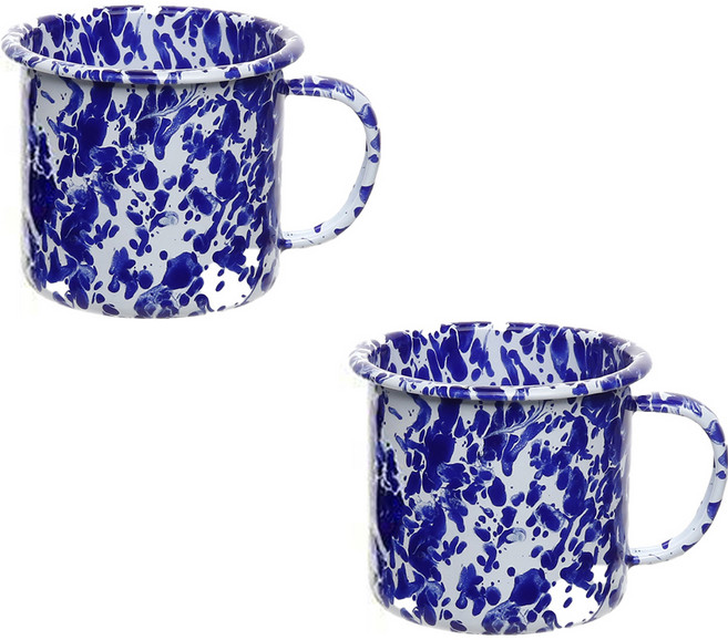 하코야 스플래쉬 에나멜 머그컵 350ml, 2개, 코발트블루