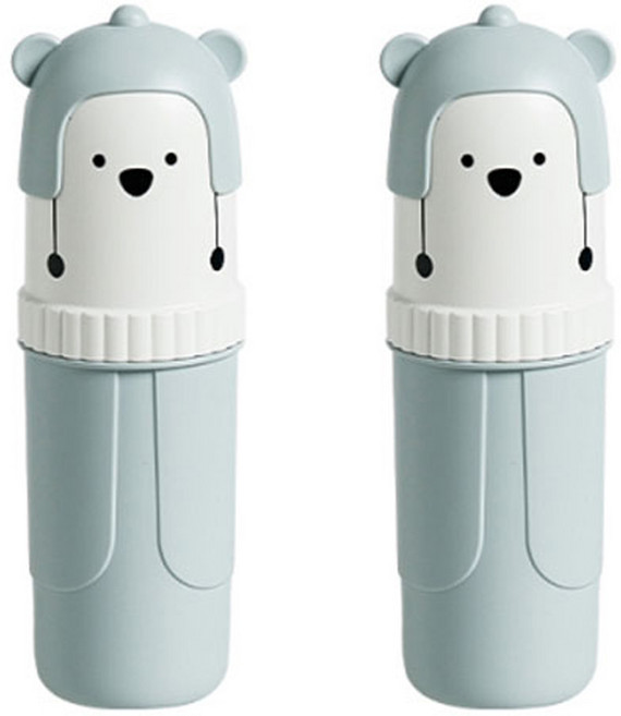 더자카 휴대용 곰돌이 칫솔케이스 2p, 1개, 블루