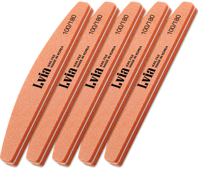 엘비아 100/180 샌딩 반달 손톱 파일, 5개, 오렌지