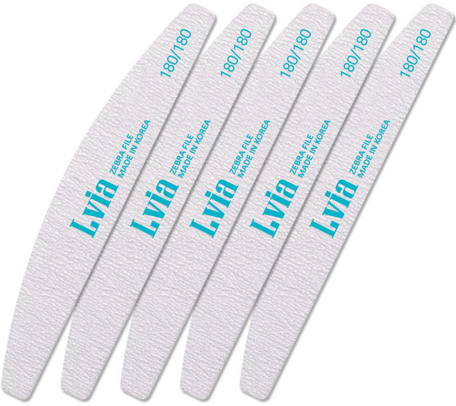 엘비아 180 지브라 고급 반달 손톱 파일, 5개, 회색