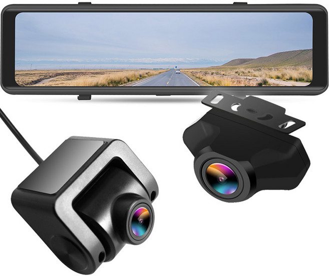 컴스 분리형 듀얼렌즈 룸미러 블랙박스 GF982, 128GB, 단품