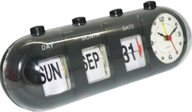 로이윙 플립 레트로 캡슐 캘린더 탁상 시계, 블랙