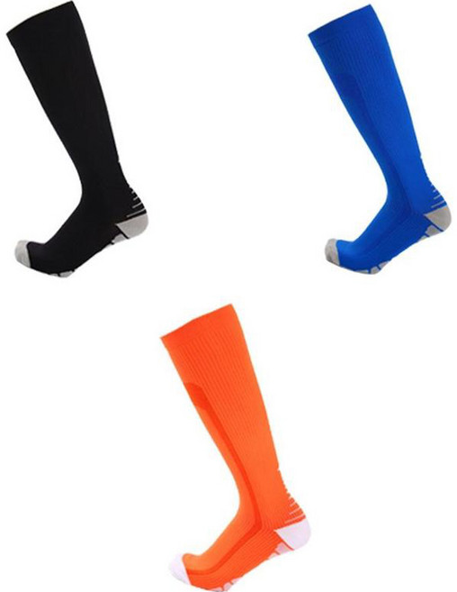 SNF 컬러풀 Performance 축구양말 3켤레 세트, 17(블랙 + 그레이, 파랑 + 형광 무늬, 주황 + 흰색), 1개