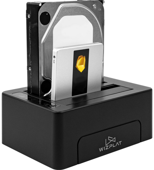 위즈플랫 USB 3.2 C타입 2베이 하드 도킹스테이션 HDD SSD 외장하드케이스, WIZ-3082C, 1개