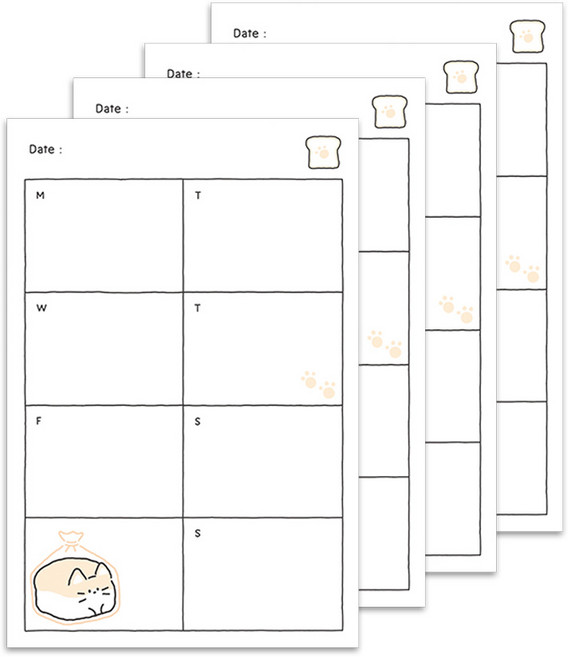 대시앤도트 포그니 메모 weekly, 혼합색상, 4개