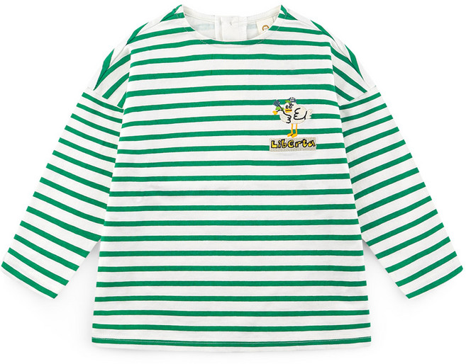 밀크마일 아동용 수줍은 버드 스트라이프 티셔츠