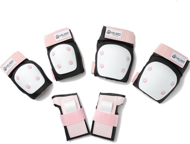옐모 어린이 보호대 무릎 + 팔꿈치 + 손목 세트, 로즈핑크, 1세트