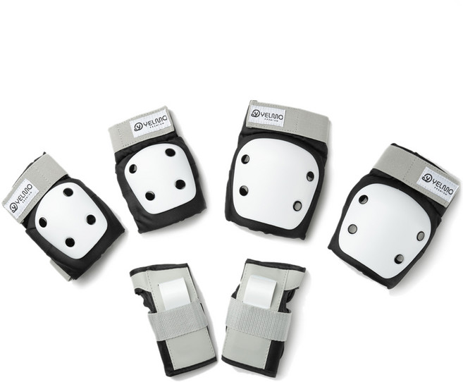 옐모 어린이 보호대 무릎 + 팔꿈치 + 손목 세트, 스톤그레이(블랙), 1세트