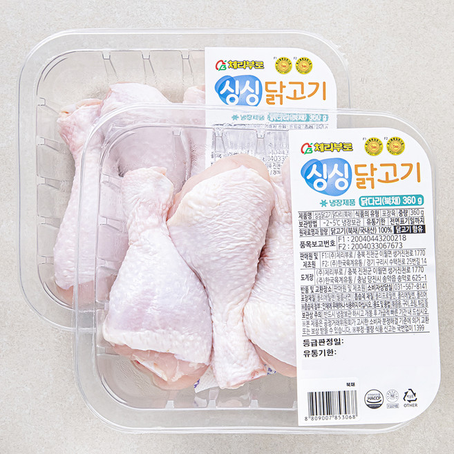 체리부로 싱싱 닭고기 다리 북채, 360g, 2개
