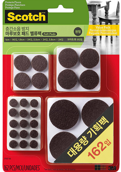 스카치 층간소음 방지 마루보호 패드 밸류팩 브라운 162p, 1개