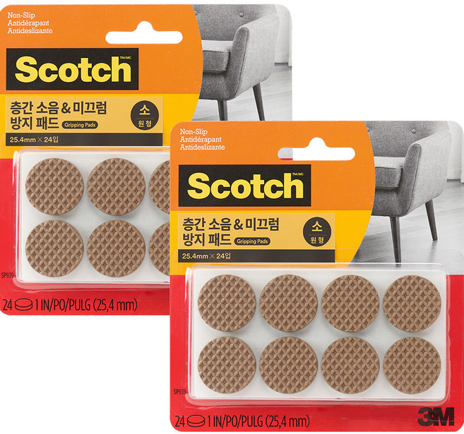 스카치 3M 층간 소음 미끄럼 방지 패드 원형 24p, 2개