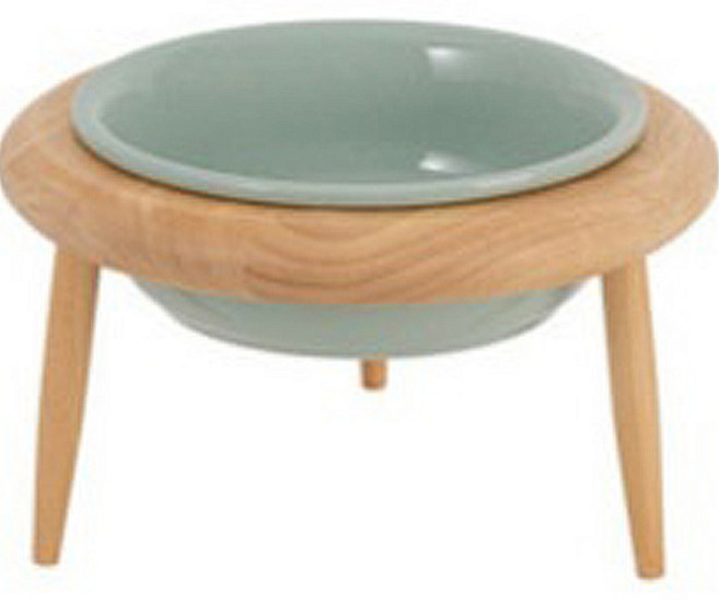 펫트너스 반려동물 UFO 세라믹 원목 식기 소형, 민트, 1개