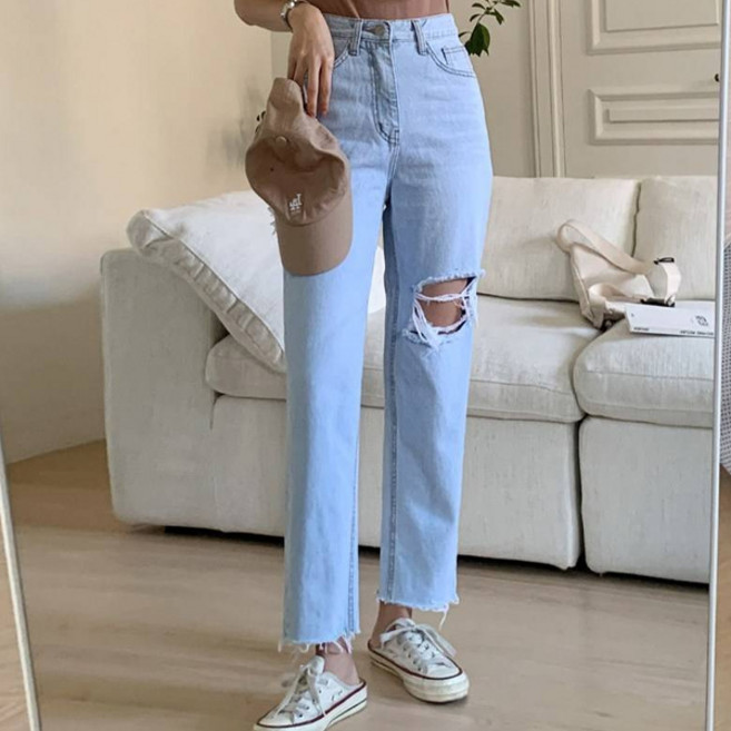 린다샵 여성용 윗아웃 빈티지 보이핏 라이트컬러 청바지 cppt11176k2b