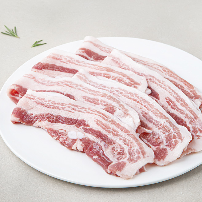 빌라스포크 무항생제 인증 한돈 얇은 삼겹살 구이용, 500g, 2개