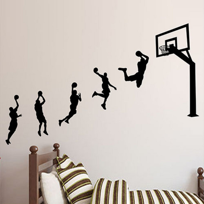 홈 거실 인테리어 벽스티커, 점프농구