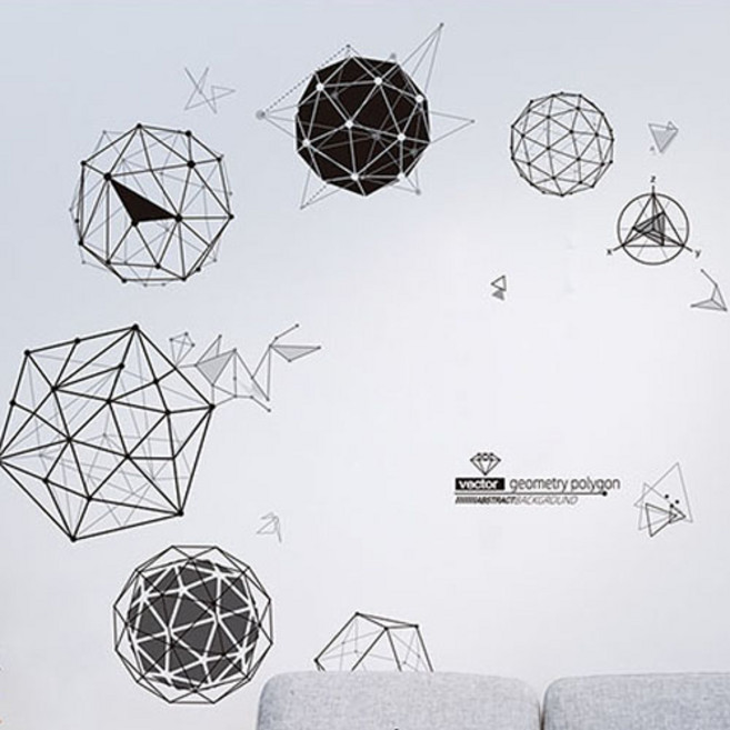 홈 거실 인테리어 벽스티커, 3차원