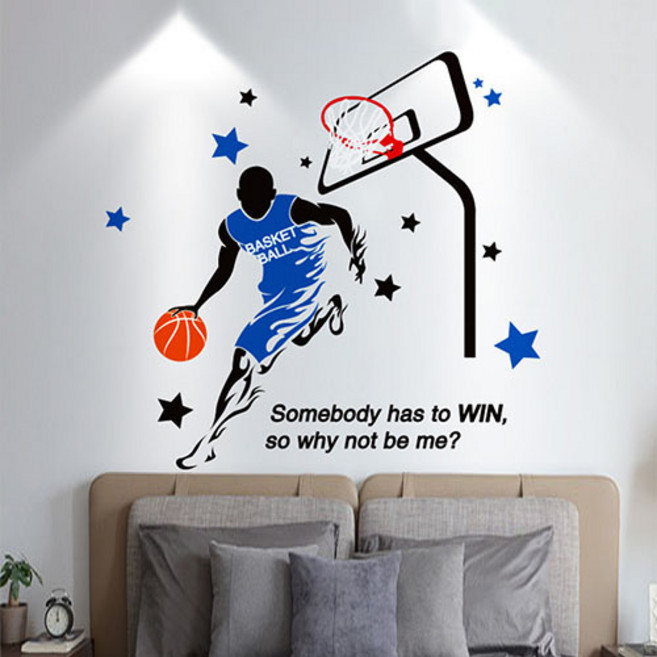 홈 거실 인테리어 벽스티커, 농구팬
