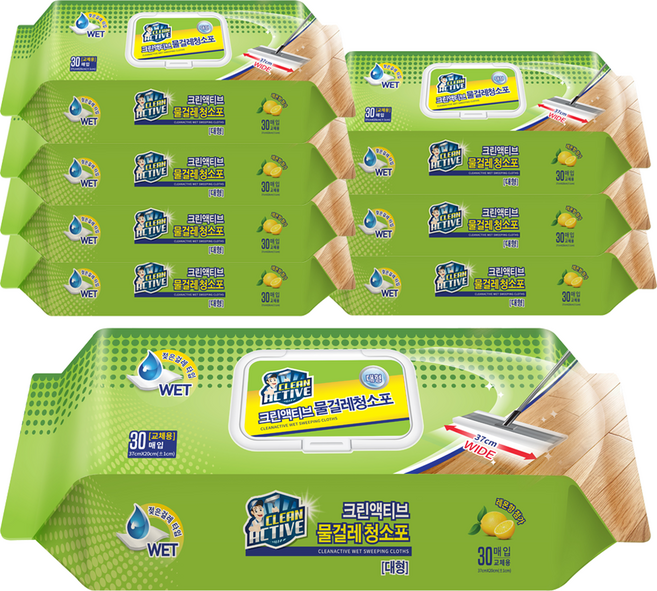 크린액티브 물걸레 청소포 대형 30매, 8개