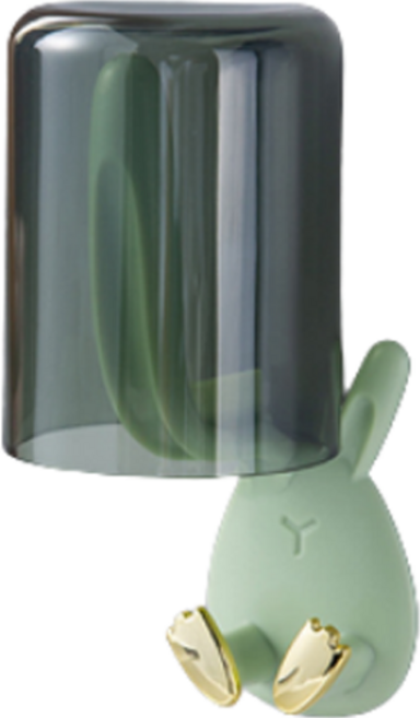 제이엠투 벽걸이 칫솔꽂이 + 컵 세트, 그린, 1세트