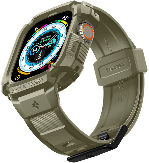 슈피겐 애플워치 스트랩 일체형 케이스 러기드아머 프로, 빈티지카키, 1개