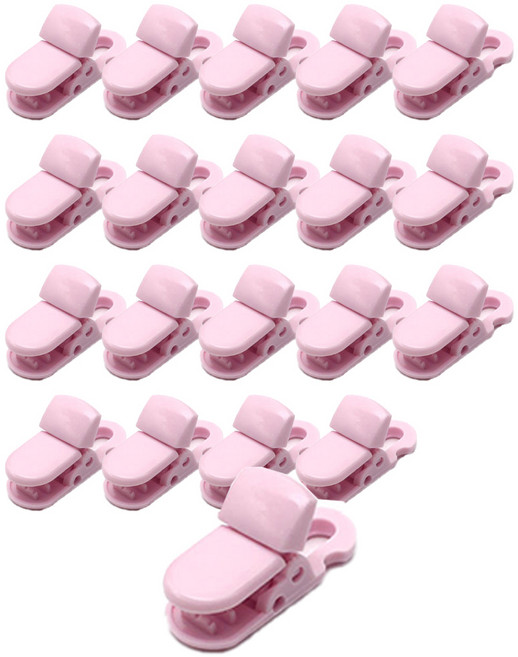 미니 플라스틱 클립 5mm, S16 연핑크, 20개