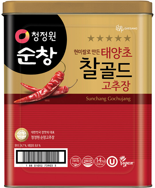 청정원 순창 태양초 찰골드 고추장, 1개, 14kg