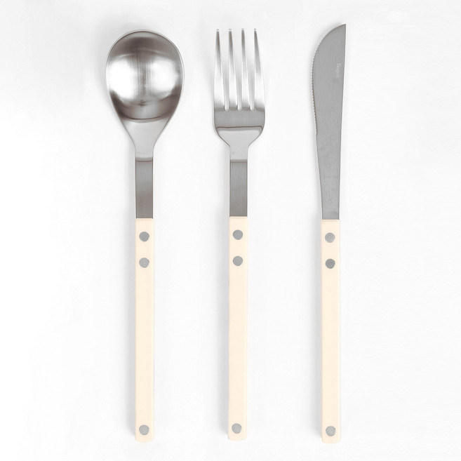 보겐 쌍띠에 커트러리 3종 세트 샤틴, 디너 스푼 + 디너 포크 + 디너 나이프, 바닐라