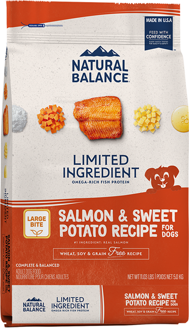 내추럴발란스 어덜트 강아지 LI 그레인프리 큰알갱이 건식사료, 연어+고구마, 5kg, 1개