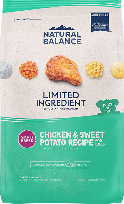 내추럴발란스 어덜트 강아지 LI 그레인프리 레시피 건식사료 작은알갱이, 닭+고구마, 2.4kg, 1개