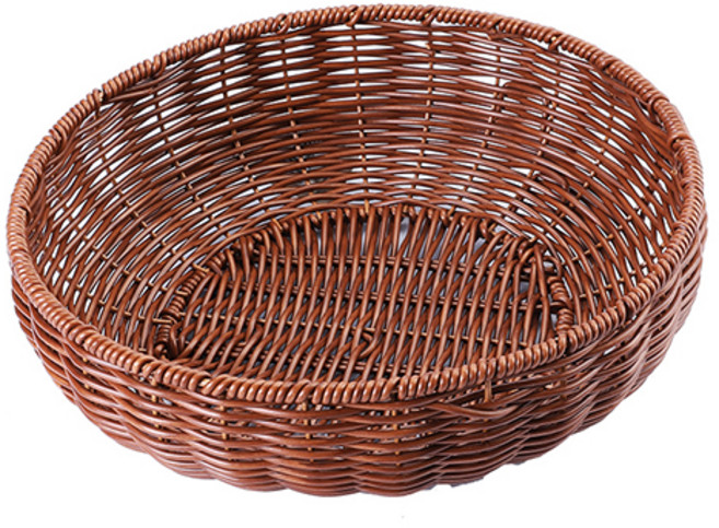 댓츠댓 키친 등나무 라탄 트레이 라운드 딥 L, 브라운, 1개