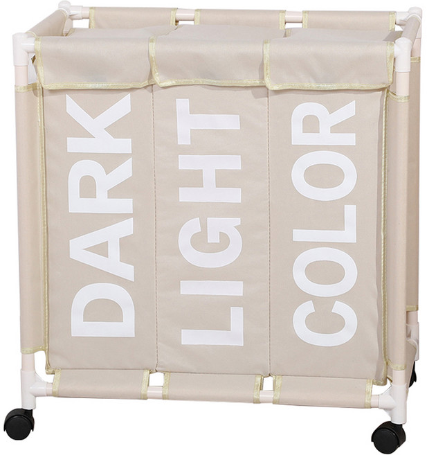 올리브엣 3단 이동식 빨래바구니, 아이보리