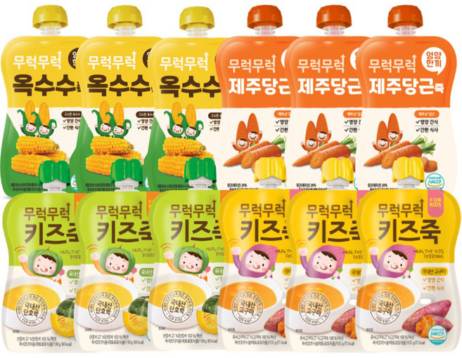 이유케어스 무럭무럭 키즈죽 알뜰 4종 x 3p 세트, 고구마, 단호박, 제주당근, 옥수수, 1세트