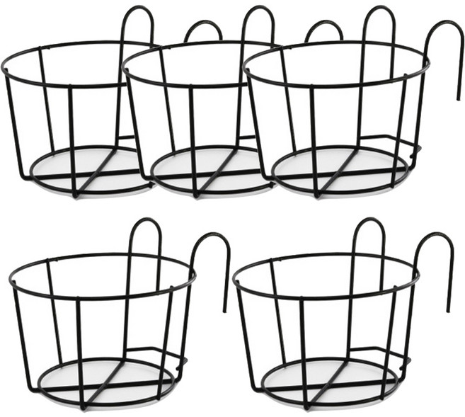 포레스틴 발코니 난간 인테리어 철제 화분걸이 5p, 블랙, 5개