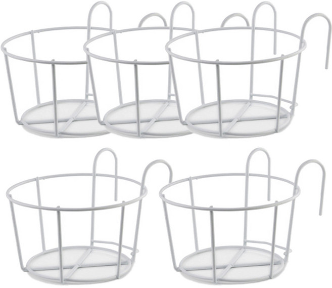 포레스틴 발코니 난간 인테리어 철제 화분걸이, 화이트, 5개