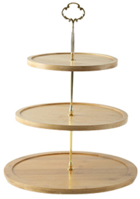 마켓피오 주방 대나무 디저트 플레이트, 3단, 1개