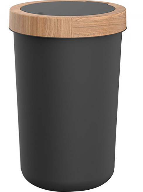 튤리 뱀부 원터치 휴지통 원형 10L, 블랙